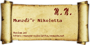 Munzár Nikoletta névjegykártya